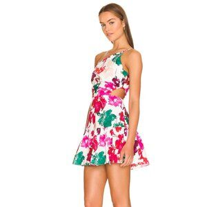 Milly One Shoulder Brinlee Watercolor Silhouette Cutout Dress